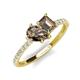 5 - Zahara 9x6 mm Pear and 7x5 mm Emerald Cut Smoky Quartz 2 Stone Duo Ring 