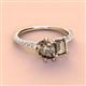 4 - Zahara 9x6 mm Pear and 7x5 mm Emerald Cut Smoky Quartz 2 Stone Duo Ring 