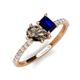 5 - Zahara 9x6 mm Pear Smoky Quartz and 7x5 mm Emerald Cut Lab Created Blue Sapphire 2 Stone Duo Ring 