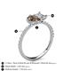 6 - Zahara 9x6 mm Pear Smoky Quartz and IGI Certified 7x5 mm Emerald Cut Lab Grown Diamond 2 Stone Duo Ring 