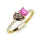 5 - Zahara 9x6 mm Pear Smoky Quartz and 7x5 mm Emerald Cut Lab Created Pink Sapphire 2 Stone Duo Ring 