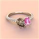 4 - Zahara 9x6 mm Pear Smoky Quartz and 7x5 mm Emerald Cut Lab Created Pink Sapphire 2 Stone Duo Ring 