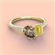 4 - Zahara 9x6 mm Pear Smoky Quartz and 7x5 mm Emerald Cut Lab Created Yellow Sapphire 2 Stone Duo Ring 