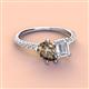 4 - Zahara 9x6 mm Pear Smoky Quartz and 7x5 mm Emerald Cut White Sapphire 2 Stone Duo Ring 