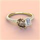 4 - Zahara 9x6 mm Pear Smoky Quartz and 7x5 mm Emerald Cut White Sapphire 2 Stone Duo Ring 