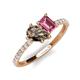 5 - Zahara 9x6 mm Pear Smoky Quartz and 7x5 mm Emerald Cut Pink Tourmaline 2 Stone Duo Ring 