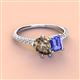 4 - Zahara 9x6 mm Pear Smoky Quartz and 7x5 mm Emerald Cut Tanzanite 2 Stone Duo Ring 