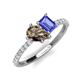 5 - Zahara 9x6 mm Pear Smoky Quartz and 7x5 mm Emerald Cut Tanzanite 2 Stone Duo Ring 