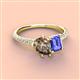 4 - Zahara 9x6 mm Pear Smoky Quartz and 7x5 mm Emerald Cut Tanzanite 2 Stone Duo Ring 