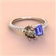 4 - Zahara 9x6 mm Pear Smoky Quartz and 7x5 mm Emerald Cut Tanzanite 2 Stone Duo Ring 