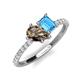 5 - Zahara 9x6 mm Pear Smoky Quartz and 7x5 mm Emerald Cut Blue Topaz 2 Stone Duo Ring 