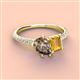 4 - Zahara 9x6 mm Pear Smoky Quartz and 7x5 mm Emerald Cut Citrine 2 Stone Duo Ring 