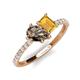 5 - Zahara 9x6 mm Pear Smoky Quartz and 7x5 mm Emerald Cut Citrine 2 Stone Duo Ring 