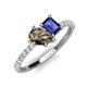 5 - Zahara 9x6 mm Pear Smoky Quartz and 7x5 mm Emerald Cut Iolite 2 Stone Duo Ring 