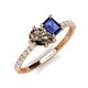 5 - Zahara 9x6 mm Pear Smoky Quartz and 7x5 mm Emerald Cut Iolite 2 Stone Duo Ring 