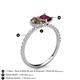 6 - Zahara 9x6 mm Pear Smoky Quartz and 7x5 mm Emerald Cut Rhodolite Garnet 2 Stone Duo Ring 