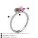 6 - Zahara 9x6 mm Pear Smoky Quartz and 7x5 mm Emerald Cut Lab Created Pink Sapphire 2 Stone Duo Ring 