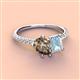 4 - Zahara 9x6 mm Pear Smoky Quartz and 7x5 mm Emerald Cut Aquamarine 2 Stone Duo Ring 
