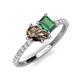 5 - Zahara 9x6 mm Pear Smoky Quartz and 7x5 mm Emerald Cut Lab Created Alexandrite 2 Stone Duo Ring 