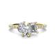 1 - Zahara GIA Certified 9x6 mm Pear Diamond and 7x5 mm IGI Certified Emerald Cut Lab Grown Diamond 2 Stone Duo Ring 