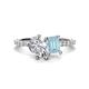 1 - Zahara GIA Certified 9x6 mm Pear Diamond and 7x5 mm Emerald Cut Aquamarine 2 Stone Duo Ring 
