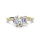 1 - Zahara GIA Certified 9x6 mm Pear Diamond and 7x5 mm Emerald Cut White Sapphire 2 Stone Duo Ring 