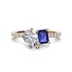 1 - Zahara GIA Certified 9x6 mm Pear Diamond and 7x5 mm Emerald Cut Iolite 2 Stone Duo Ring 