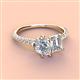 4 - Zahara GIA Certified 9x6 mm Pear Diamond and 7x5 mm IGI Certified Emerald Cut Lab Grown Diamond 2 Stone Duo Ring 