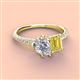 4 - Zahara GIA Certified 9x6 mm Pear Diamond and 7x5 mm Emerald Cut Lab Created Yellow Sapphire 2 Stone Duo Ring 