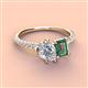 4 - Zahara GIA Certified 9x6 mm Pear Diamond and 7x5 mm Emerald Cut Lab Created Alexandrite 2 Stone Duo Ring 
