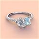 4 - Zahara GIA Certified 9x6 mm Pear Diamond and 7x5 mm Emerald Cut Aquamarine 2 Stone Duo Ring 