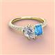 4 - Zahara GIA Certified 9x6 mm Pear Diamond and 7x5 mm Emerald Cut Blue Topaz 2 Stone Duo Ring 