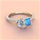 4 - Zahara GIA Certified 9x6 mm Pear Diamond and 7x5 mm Emerald Cut Blue Topaz 2 Stone Duo Ring 