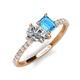 5 - Zahara GIA Certified 9x6 mm Pear Diamond and 7x5 mm Emerald Cut Blue Topaz 2 Stone Duo Ring 