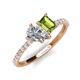 5 - Zahara GIA Certified 9x6 mm Pear Diamond and 7x5 mm Emerald Cut Peridot 2 Stone Duo Ring 