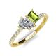 5 - Zahara GIA Certified 9x6 mm Pear Diamond and 7x5 mm Emerald Cut Peridot 2 Stone Duo Ring 