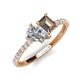 5 - Zahara GIA Certified 9x6 mm Pear Diamond and 7x5 mm Emerald Cut Smoky Quartz 2 Stone Duo Ring 