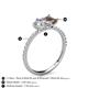 6 - Zahara GIA Certified 9x6 mm Pear Diamond and 7x5 mm Emerald Cut Smoky Quartz 2 Stone Duo Ring 