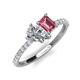 5 - Zahara GIA Certified 9x6 mm Pear Diamond and 7x5 mm Emerald Cut Pink Tourmaline 2 Stone Duo Ring 