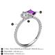 6 - Zahara GIA Certified 9x6 mm Pear Diamond and 7x5 mm Emerald Cut Amethyst 2 Stone Duo Ring 