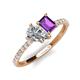 5 - Zahara GIA Certified 9x6 mm Pear Diamond and 7x5 mm Emerald Cut Amethyst 2 Stone Duo Ring 