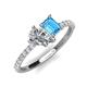5 - Zahara GIA Certified 9x6 mm Pear Diamond and 7x5 mm Emerald Cut Blue Topaz 2 Stone Duo Ring 
