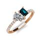 5 - Zahara GIA Certified 9x6 mm Pear Diamond and 7x5 mm Emerald Cut London Blue Topaz 2 Stone Duo Ring 