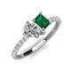 5 - Zahara GIA Certified 9x6 mm Pear Diamond and 7x5 mm Emerald Cut Lab Created Emerald 2 Stone Duo Ring 