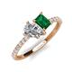 5 - Zahara GIA Certified 9x6 mm Pear Diamond and 7x5 mm Emerald Cut Lab Created Emerald 2 Stone Duo Ring 