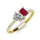 5 - Zahara GIA Certified 9x6 mm Pear Diamond and 7x5 mm Emerald Cut Lab Created Ruby 2 Stone Duo Ring 