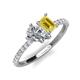 5 - Zahara GIA Certified 9x6 mm Pear Diamond and 7x5 mm Emerald Cut Lab Created Yellow Sapphire 2 Stone Duo Ring 
