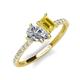 5 - Zahara GIA Certified 9x6 mm Pear Diamond and 7x5 mm Emerald Cut Lab Created Yellow Sapphire 2 Stone Duo Ring 