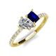 5 - Zahara GIA Certified 9x6 mm Pear Diamond and 7x5 mm Emerald Cut Lab Created Blue Sapphire 2 Stone Duo Ring 