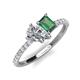 5 - Zahara GIA Certified 9x6 mm Pear Diamond and 7x5 mm Emerald Cut Lab Created Alexandrite 2 Stone Duo Ring 